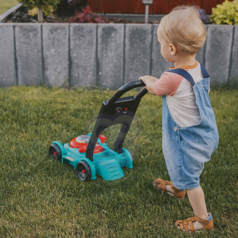 WOOPIE Lawn Mower for Kids Sound + Helmet Canister Set