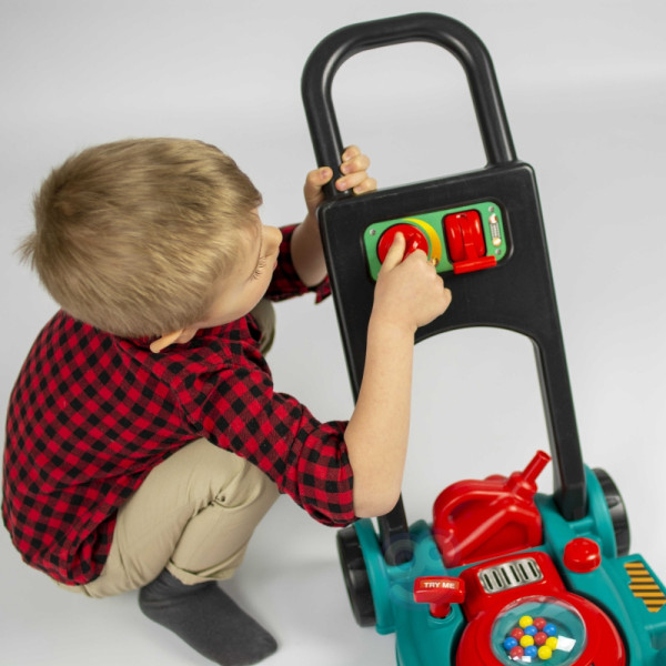 WOOPIE Lawn Mower for Kids Sound + Helmet Canister Set