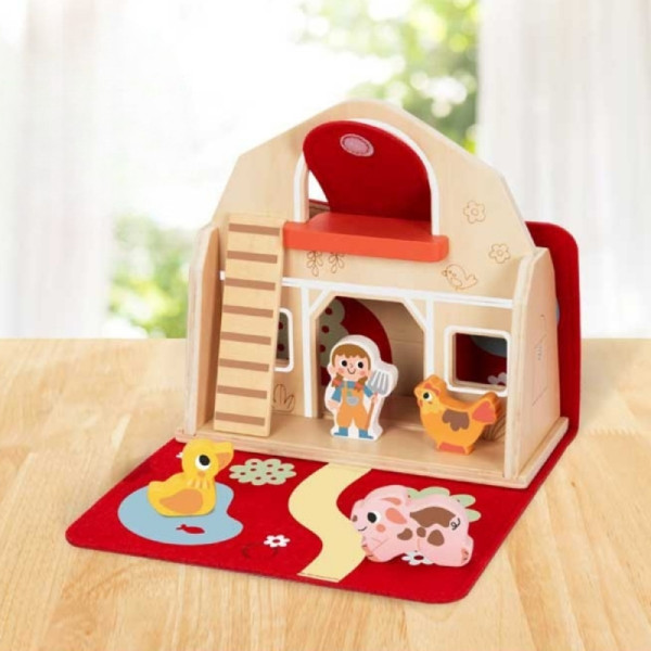 „Tooky Toy“ medinė sulankstoma ferma su gyvūnų figūrėlėmis