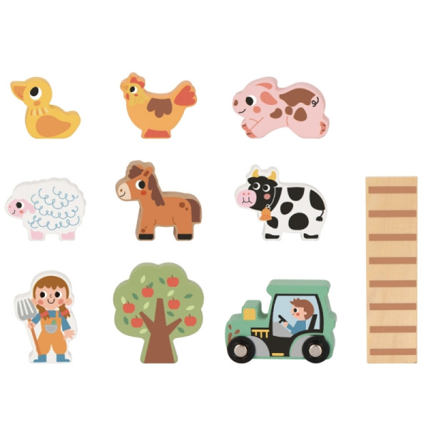 „Tooky Toy“ medinė sulankstoma ferma su gyvūnų figūrėlėmis