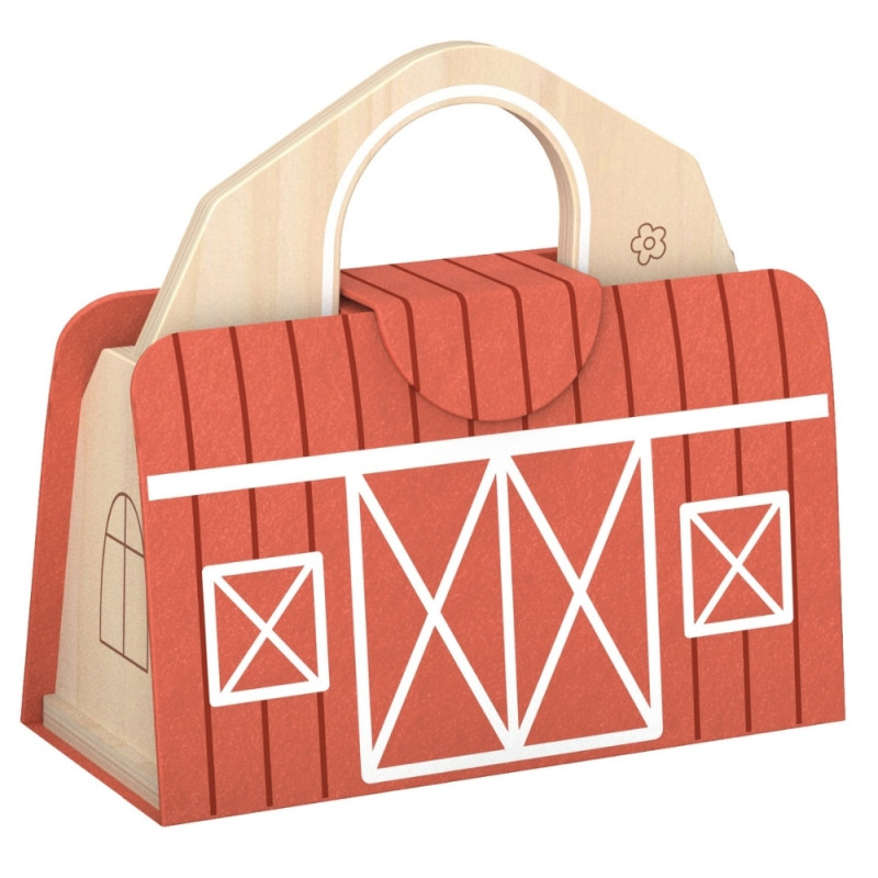 „Tooky Toy“ medinė sulankstoma ferma su gyvūnų figūrėlėmis