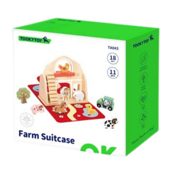 TOOKY TOY Medinis sulankstomas ūkis dėkle su gyvūnais TOOKY TOY Medinis sulankstomas ūkis dėkle su gyvūnais