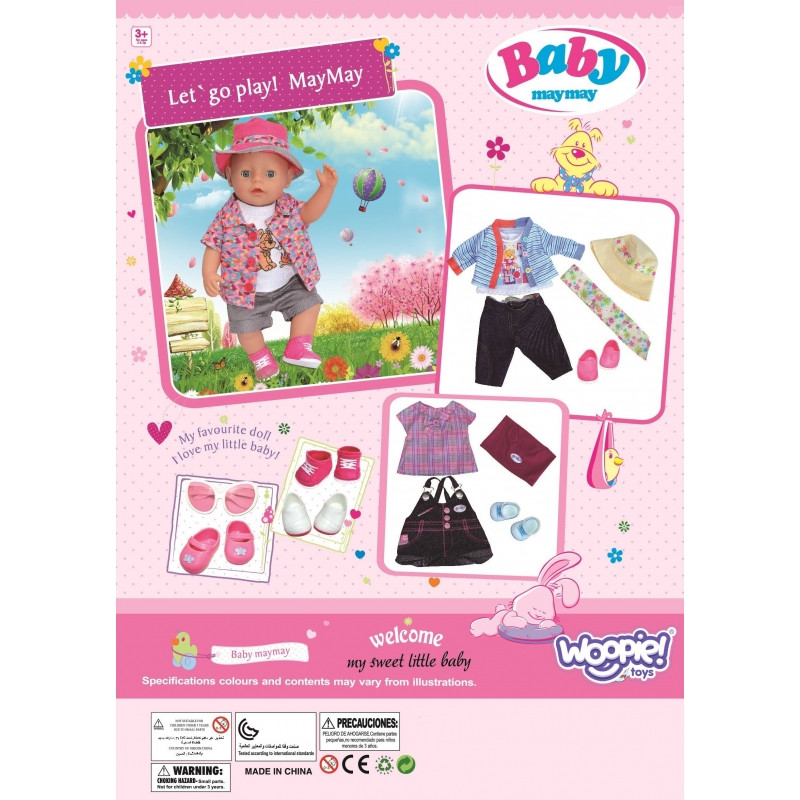 WOOPIE ROYAL lėlės suknelė Rožinė zuikio suknelė 43-46 cm
