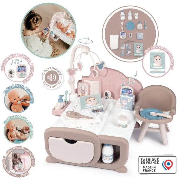 SMOBY Baby Nurse Elektroninis didelis auklės kampelis lėlėms 19 Priedai SMOBY Baby Nurse Elektroninis didelis auklės kampelis lėlėms 19 Priedai