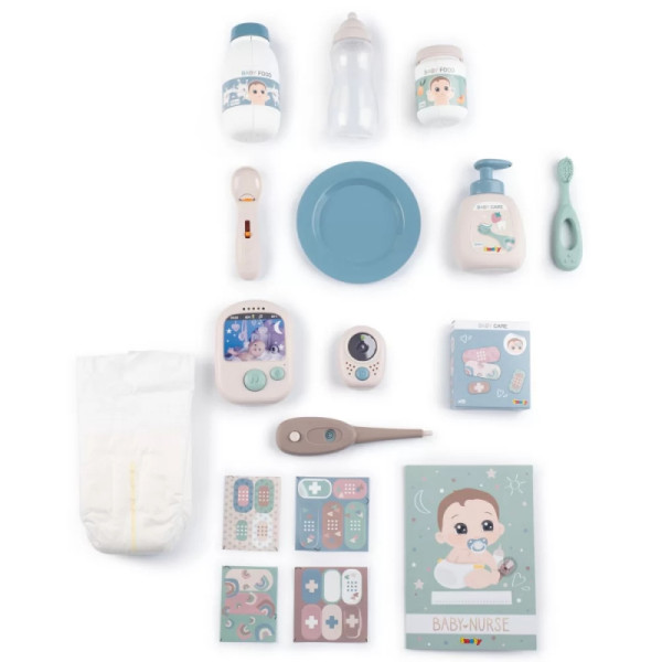 SMOBY Baby Nurse Elektroninis didelis auklės kampelis lėlėms 19 Priedai SMOBY Baby Nurse Elektroninis didelis auklės kampelis lėlėms 19 Priedai