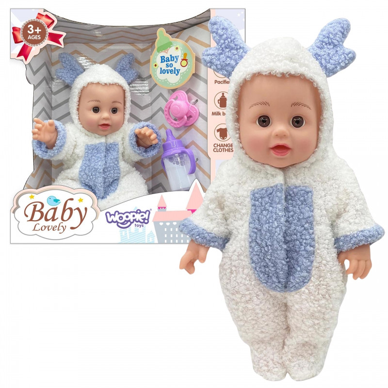 WOOPIE ROYAL Baby Doll in Šiaurės elnių drabužiai + aksesuarai 28cm
