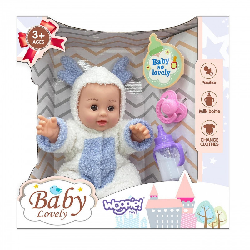 WOOPIE ROYAL Baby Doll in Šiaurės elnių drabužiai + aksesuarai 28cm