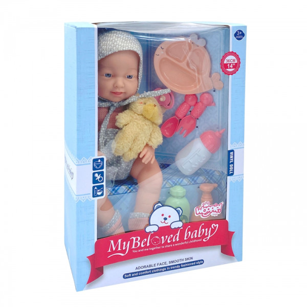 WOOPIE ROYAL Baby Doll 36 cm meškiuko drabužiai Maitinimo reikmenys WOOPIE ROYAL Baby Doll 36 cm meškiuko drabužiai Maitinimo reikmenys