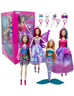 WOOPIE 4 stebuklingų princesių rinkinys - 4in1 lėlių dėžutė su priedais