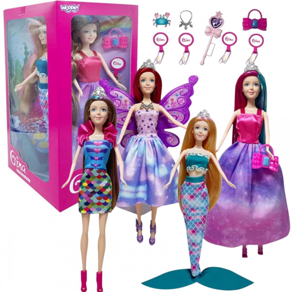WOOPIE 4 stebuklingų princesių rinkinys - 4in1 lėlių dėžutė su priedais WOOPIE 4 stebuklingų princesių rinkinys - 4in1 lėlių dėžutė su priedais