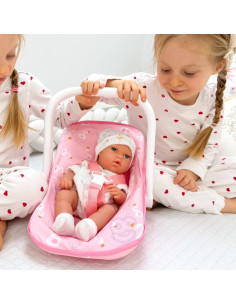 WOOPIE ROYAL rinkinys kūdikių lėlė 30,5 cm + rožinė kūdikio nešioklė 2