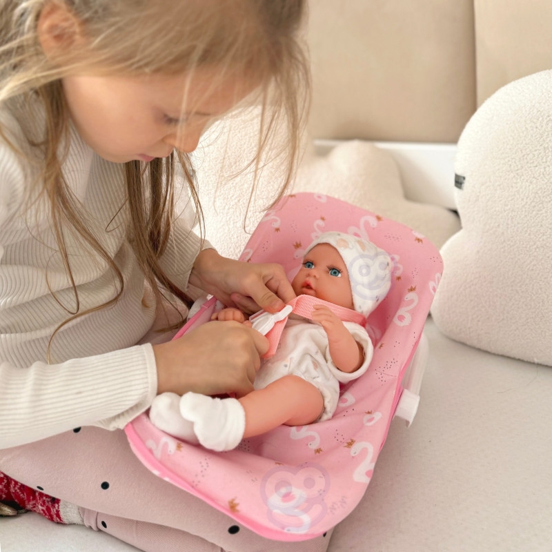 WOOPIE ROYAL rinkinys kūdikių lėlė 30,5 cm + rožinė kūdikio nešioklė