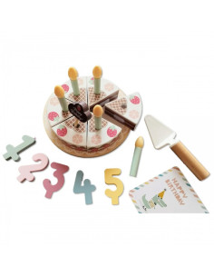 TOOKY TOY Medinis gimtadienio tortas su žvakutėmis