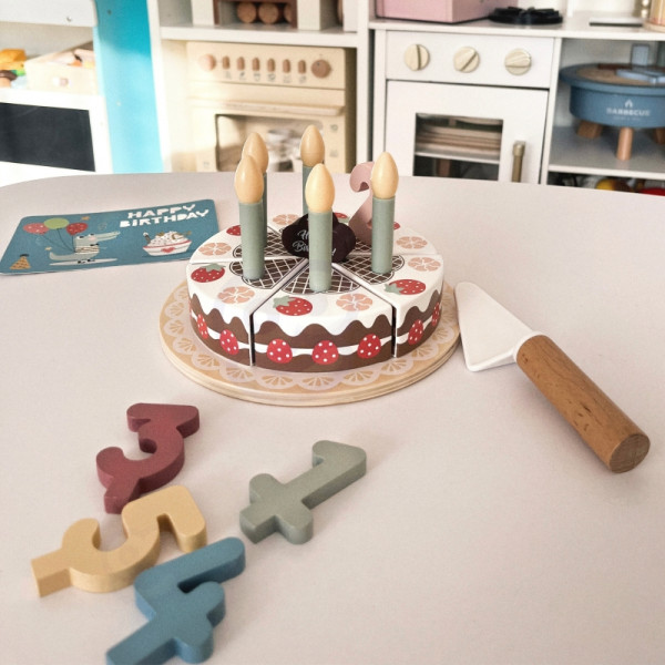 TOOKY TOY Medinis gimtadienio tortas su žvakutėmis Ropės