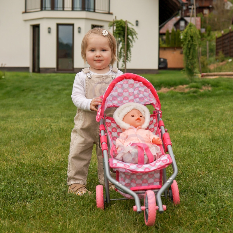 WOOPIE ROYAL triratis vežimėlis lėlės vežimėlis rožių širdis