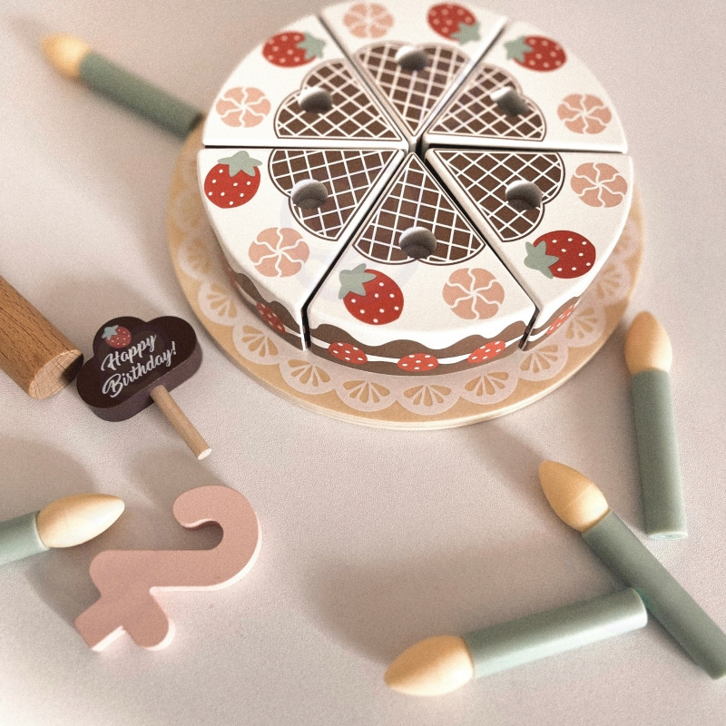 TOOKY TOY Medinis gimtadienio tortas su žvakutėmis Ropės