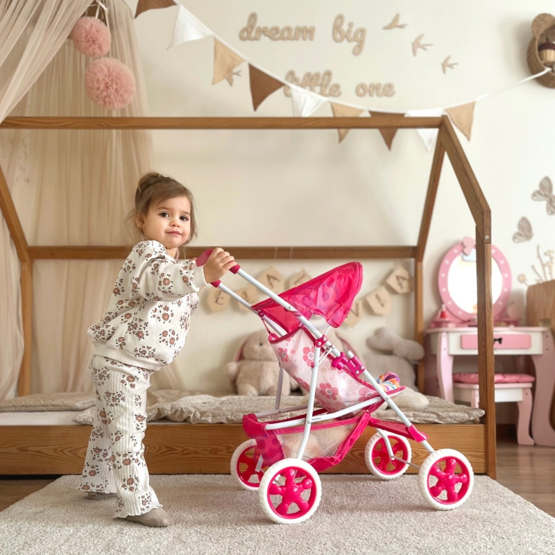 WOOPIE ROYAL gėlėtas lėlių vežimėlis