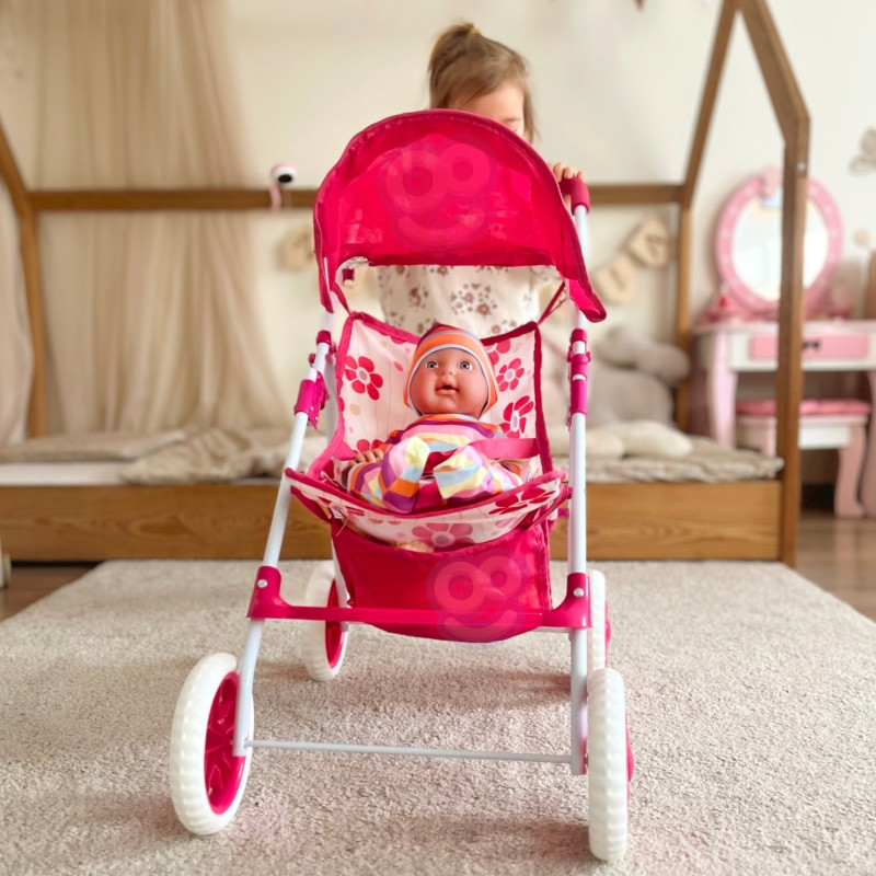 WOOPIE ROYAL gėlėtas lėlių vežimėlis