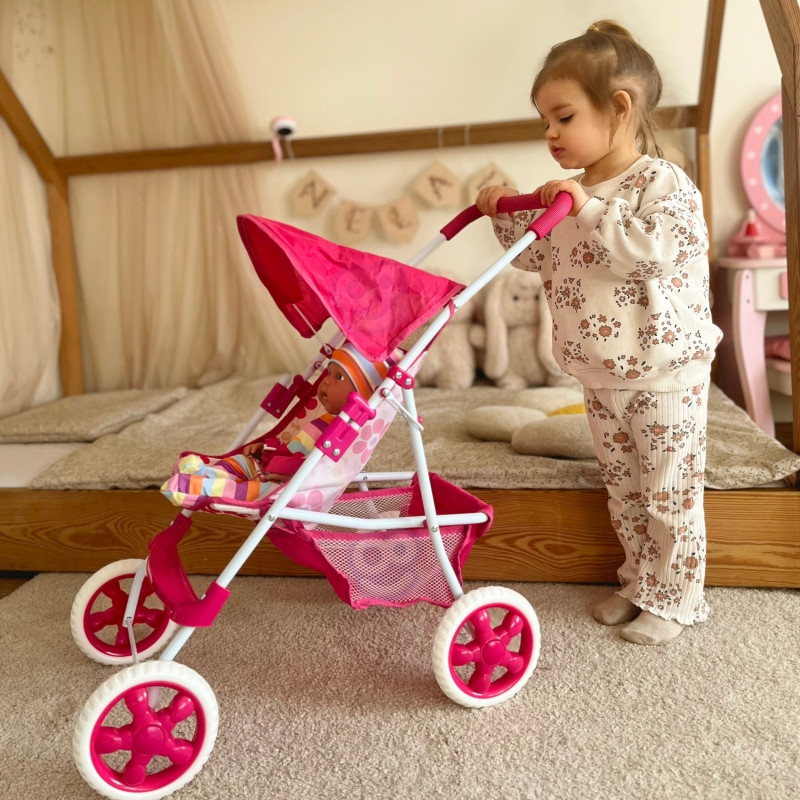 WOOPIE ROYAL gėlėtas lėlių vežimėlis