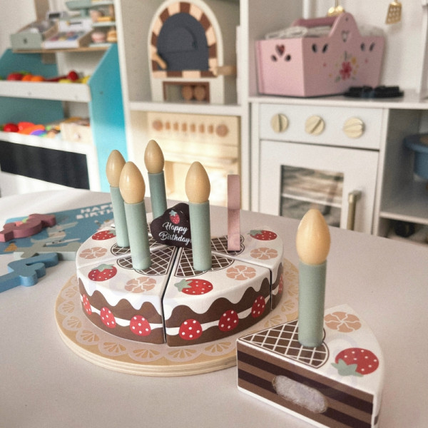 TOOKY TOY Medinis gimtadienio tortas su žvakutėmis Ropės