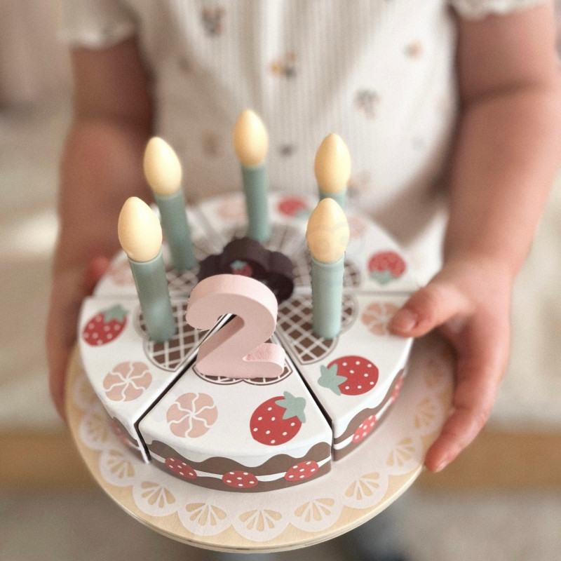 TOOKY TOY Medinis gimtadienio tortas su žvakutėmis Ropės