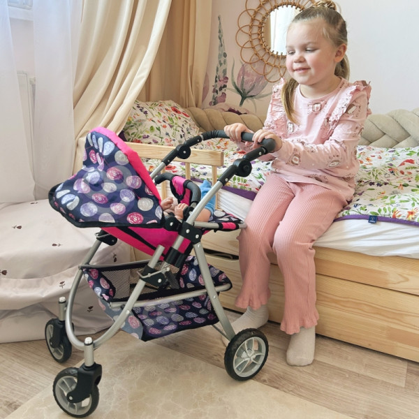 WOOPIE ROYAL Doll vežimėlio reguliuojama sėdynė 4 ratai WOOPIE ROYAL Doll vežimėlio reguliuojama sėdynė 4 ratai
