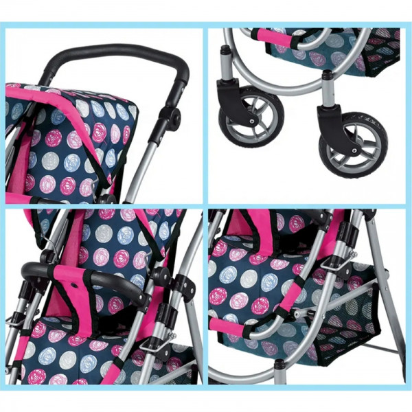 WOOPIE ROYAL Doll vežimėlis su reguliuojama sėdyne