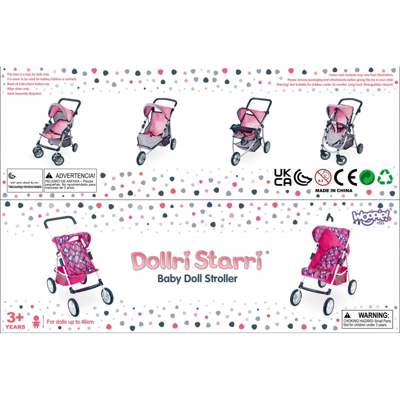 WOOPIE ROYAL Doll vežimėlis su reguliuojama sėdyne