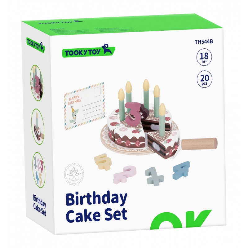 TOOKY TOY Medinis gimtadienio tortas su žvakutėmis