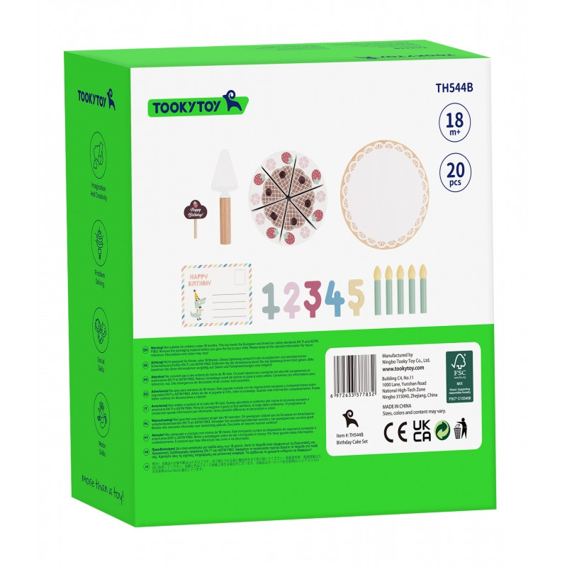 TOOKY TOY Medinis gimtadienio tortas su žvakutėmis Ropės