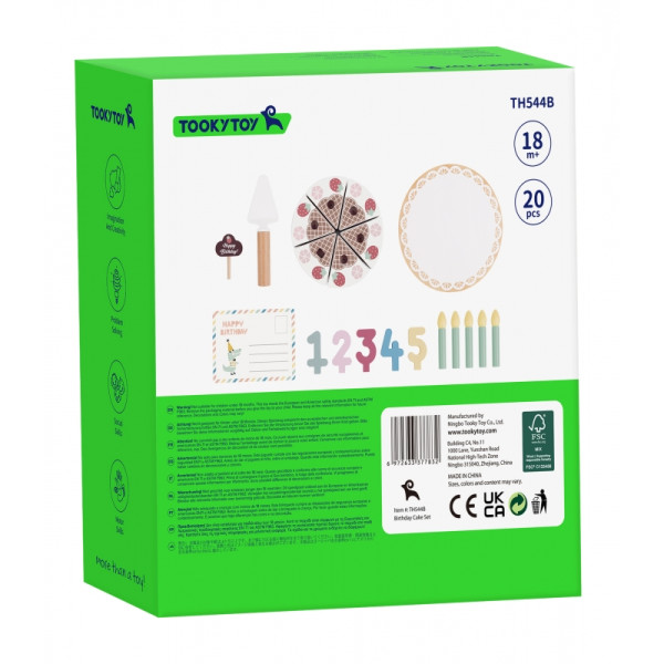 TOOKY TOY Medinis gimtadienio tortas su žvakutėmis Ropės