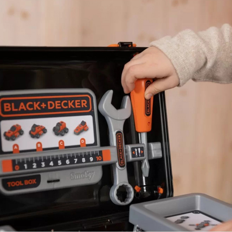 SMOBY Black & Decker įrankių dėklas + automobilio dalys