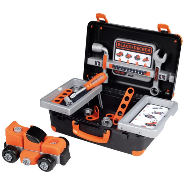 SMOBY Black & Decker įrankių dėklas + automobilio dalys SMOBY Black & Decker įrankių dėklas + automobilio dalys