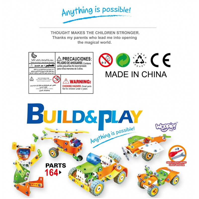 WOOPIE Construction Bricks Set STEM Vehicles 163 pcs.