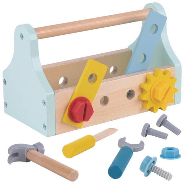 TOOKY TOY medinių įrankių dėžių rinkinys 18 vnt. TOOKY TOY medinių įrankių dėžių rinkinys 18 vnt.