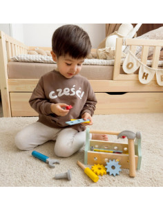 TOOKY TOY medinių įrankių dėžių rinkinys 18 vnt. 2