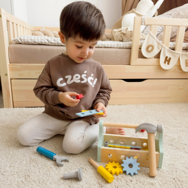 TOOKY TOY medinių įrankių dėžių rinkinys 18 vnt. TOOKY TOY medinių įrankių dėžių rinkinys 18 vnt.
