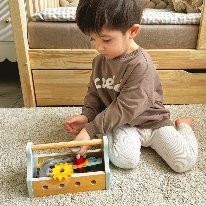 TOOKY TOY medinių įrankių dėžių rinkinys 18 vnt.