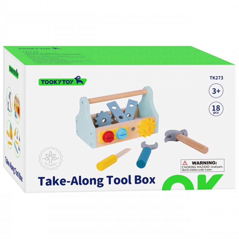 TOOKY TOY medinių įrankių dėžių rinkinys 18 vnt.