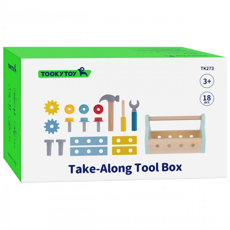 TOOKY TOY Набор деревянных инструментов из 18 предметов.