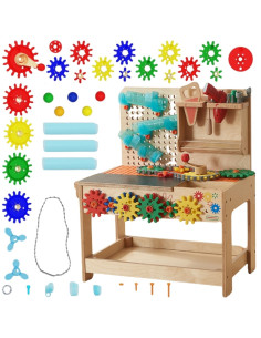 MASTERKIDZ Montessori STEM medinės dirbtuvės su įrankiais + priedais