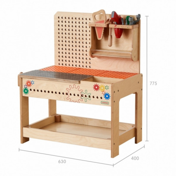 MASTERKIDZ Montessori STEM medinės dirbtuvės su įrankiais + priedais MASTERKIDZ Montessori STEM medinės dirbtuvės su įrankiais + priedais