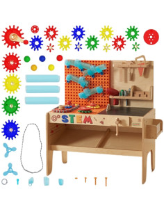 MASTERKIDZ XXL Montessori STEM medinės dirbtuvės su įrankiais + priedais