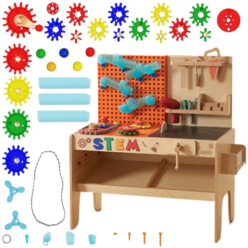 MASTERKIDZ XXL Montessori STEM medinės dirbtuvės su įrankiais + priedais