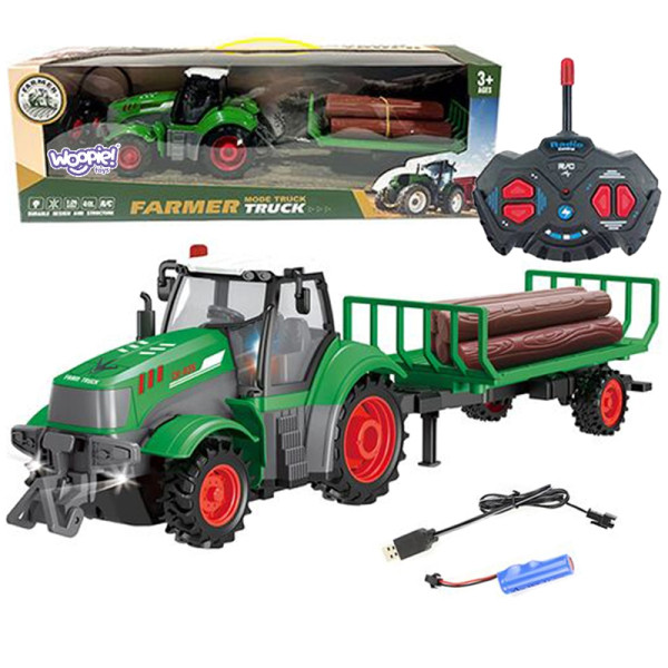 WOOPIE RC nuotolinio valdymo traktorius su priekaba - 1:24 mastelis WOOPIE RC nuotolinio valdymo traktorius su priekaba - 1:24 mastelis
