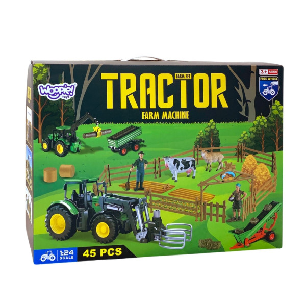 WOOPIE žemės ūkio technikos rinkinys traktorius traktorius sodyba mini ūkio gyvenvietė ūkininkai mastelis: 1:24 WOOPIE žemės ūkio technikos rinkinys traktorius traktorius sodyba mini ūkio gyvenvietė ūkininkai mastelis: 1:24