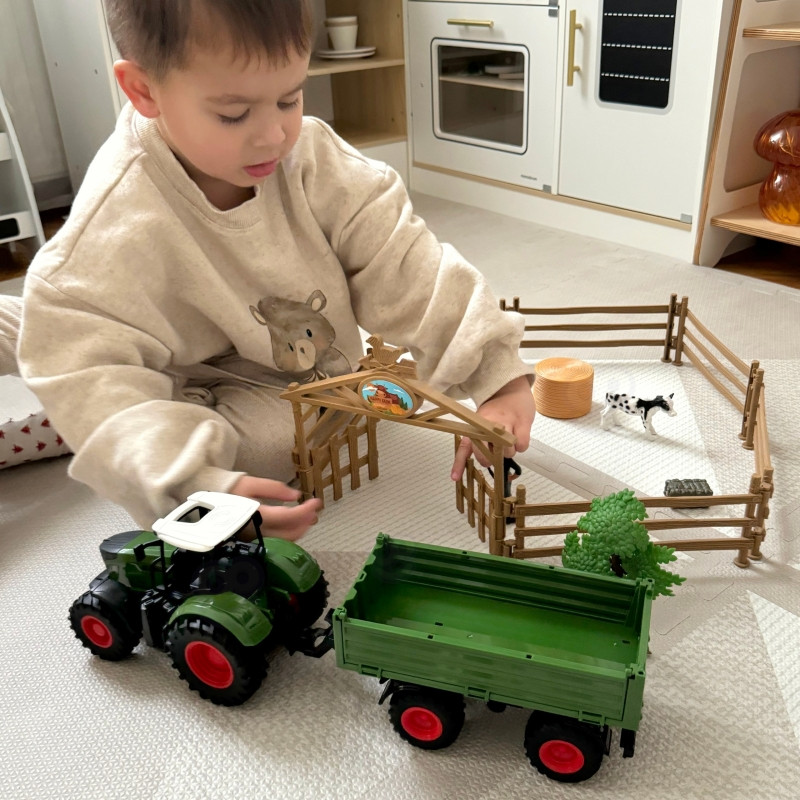 WOOPIE rinkinys Mini ūkio traktorius gyvūnams kaimo ūkio ūkininko įrankiai