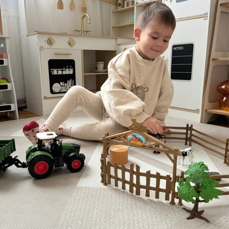 WOOPIE rinkinys Mini ūkio traktorius gyvūnams kaimo ūkio ūkininko įrankiai