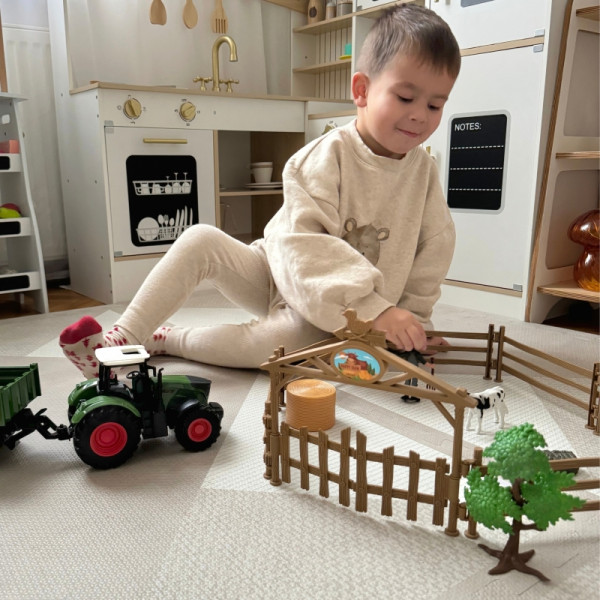 WOOPIE rinkinys Mini ūkio traktorius gyvūnams kaimo ūkio ūkininko įrankiai WOOPIE rinkinys Mini ūkio traktorius gyvūnams kaimo ūkio ūkininko įrankiai
