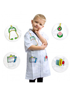 WOOPIE Strój Fartuch Lekarza Doktora Ubranko dla Dzieci do ok. 120 cm